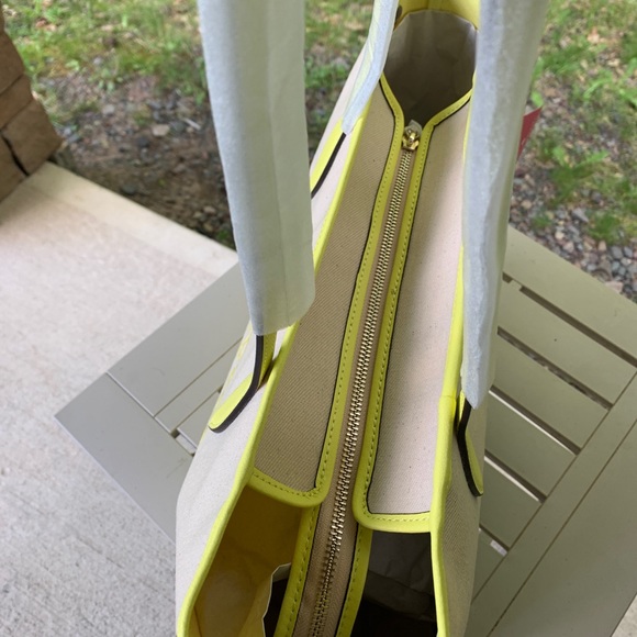 SOLD⛔️Authentic Kate Spade canvas/Leather zip top tote🌼 - Picture 6 of 9